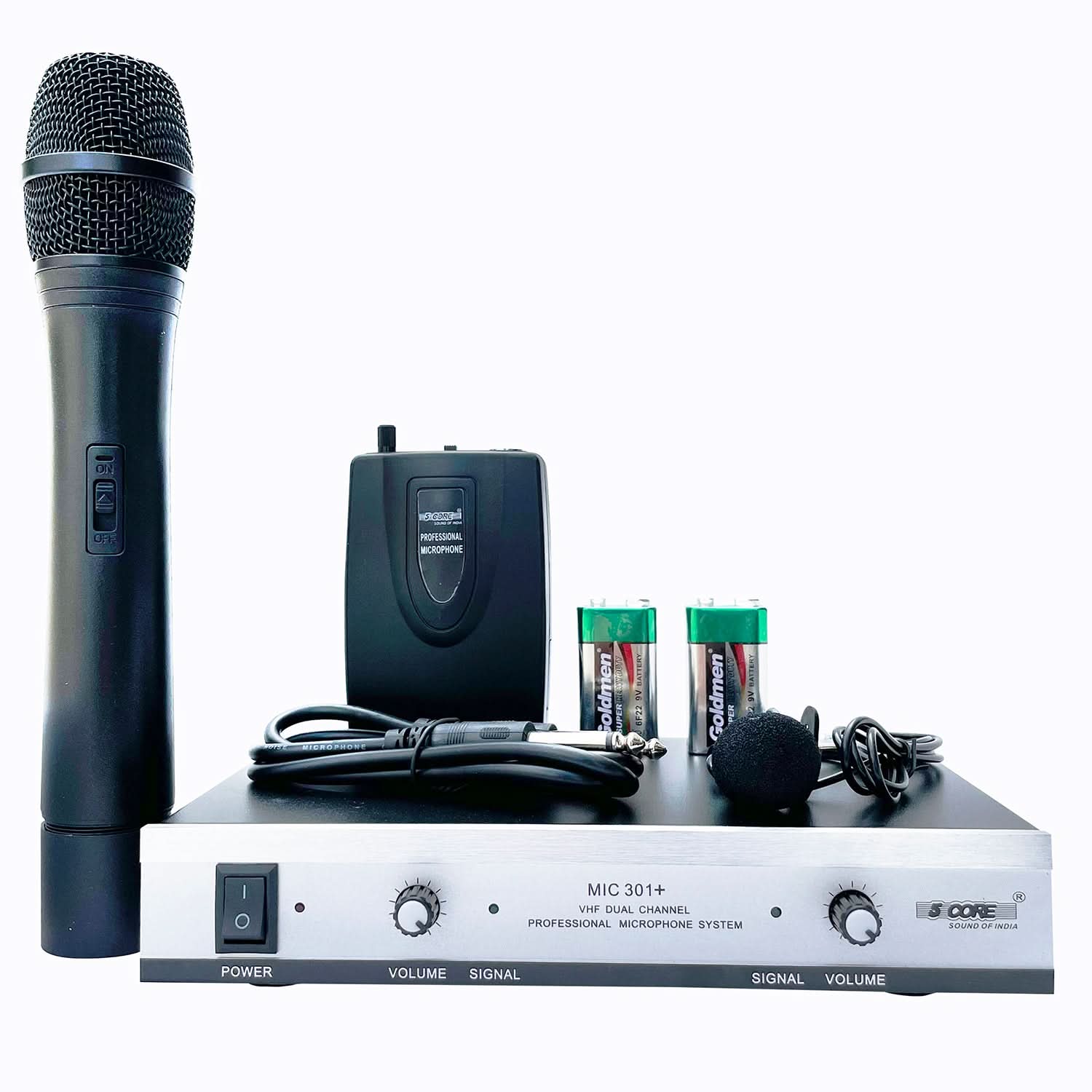 5Core Wireless Microphone VHF Handheld Microfono Inalambrico &amp; 1 Collar Mic + Receiver