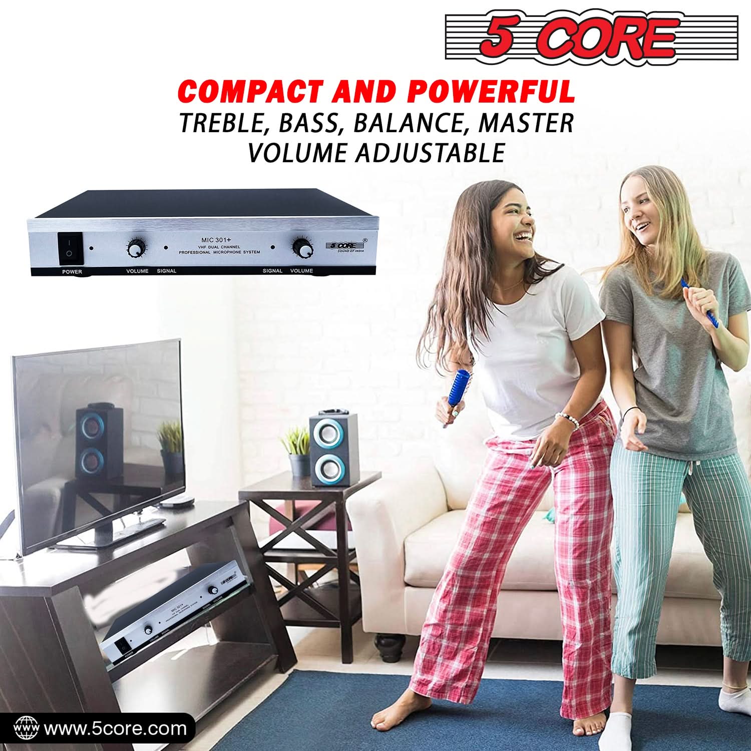 5Core Wireless Microphone VHF Handheld Microfono Inalambrico &amp; 1 Collar Mic + Receiver
