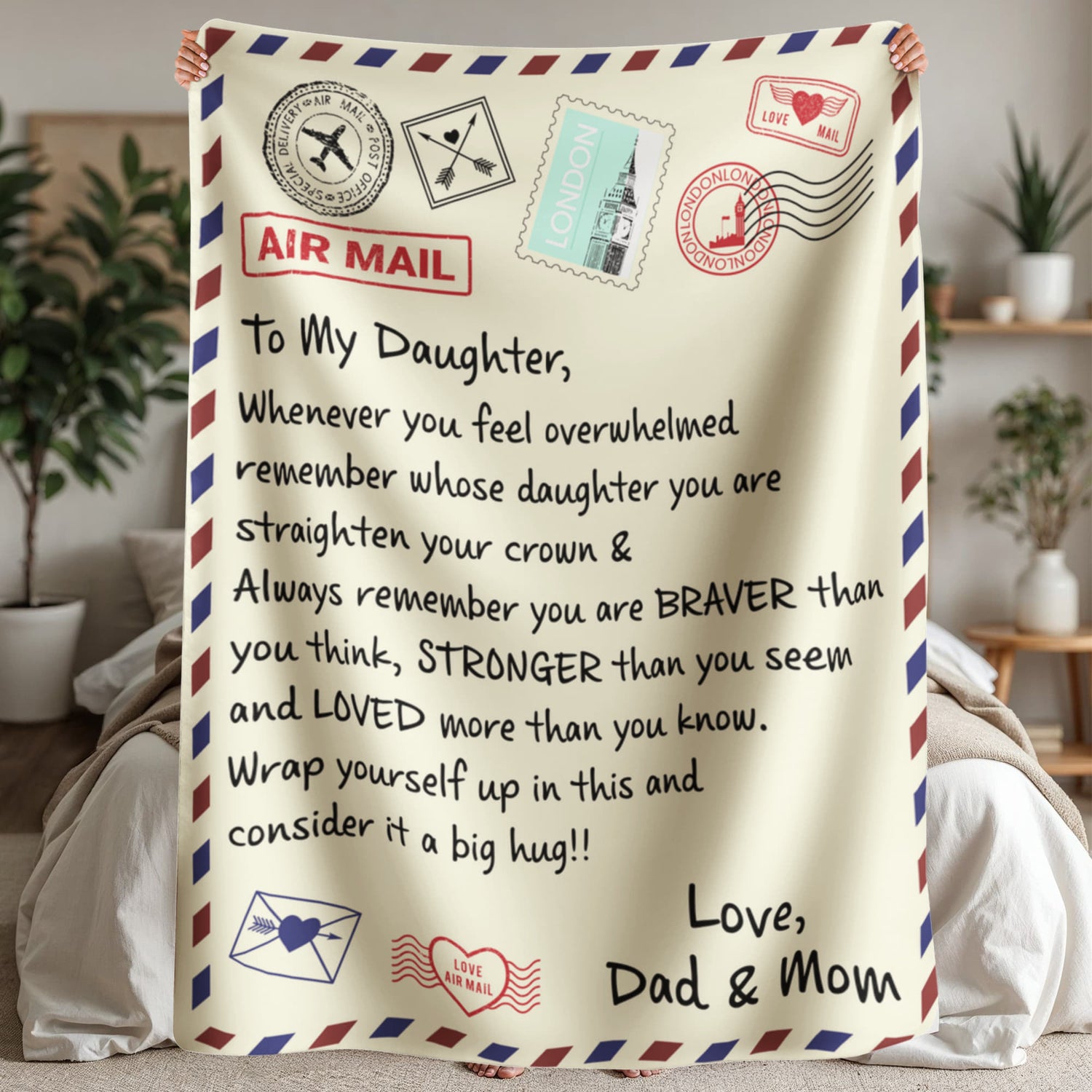 To My Daughter Loved (From Dad &amp; Mom) – Sherpa Fleece Blanket